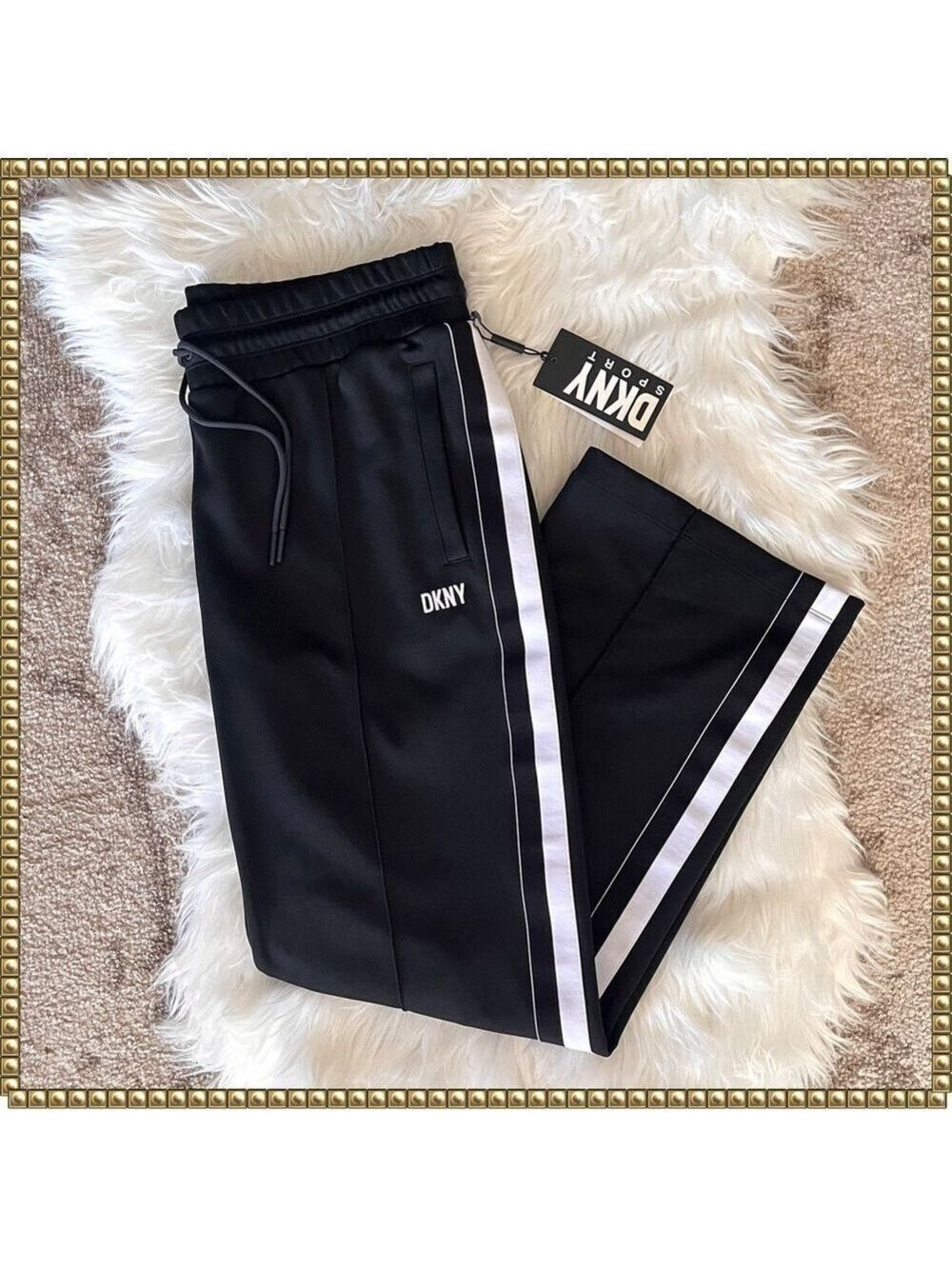 DKNY Sport Black Logo Joggers Sweatpants Extra Large